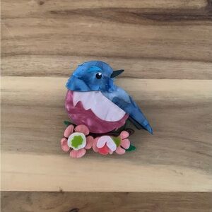 Blue bird Brooch Flower pin NWOT